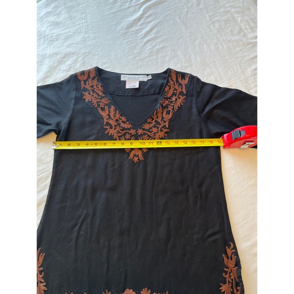 Gretchen Scott Designs Black Embroidered V Neck Tunic Top Size M - Picture 3 of 8